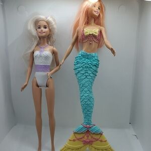 Mattel Dolls with Blonde Hair and Colorful Outfits